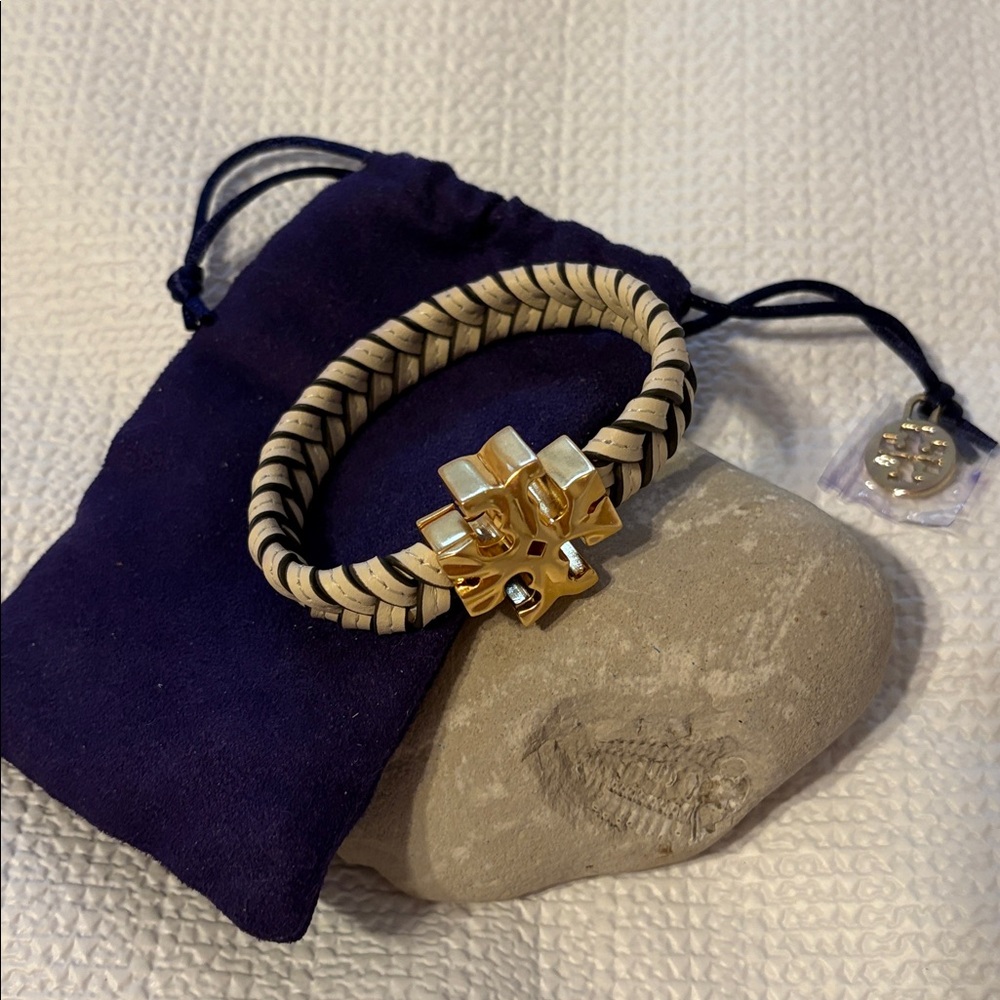 Tory Burch Roxanne Woven Leather Bracelet